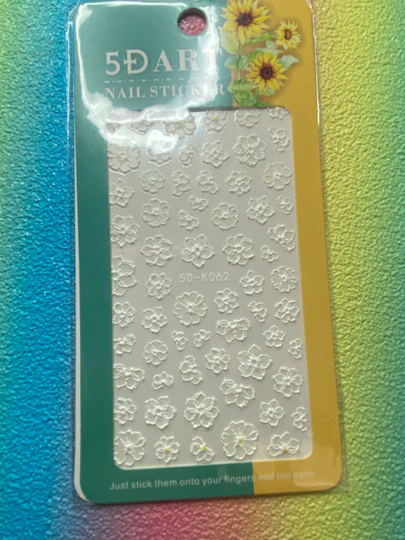 Stickers 5D de flores blancas
